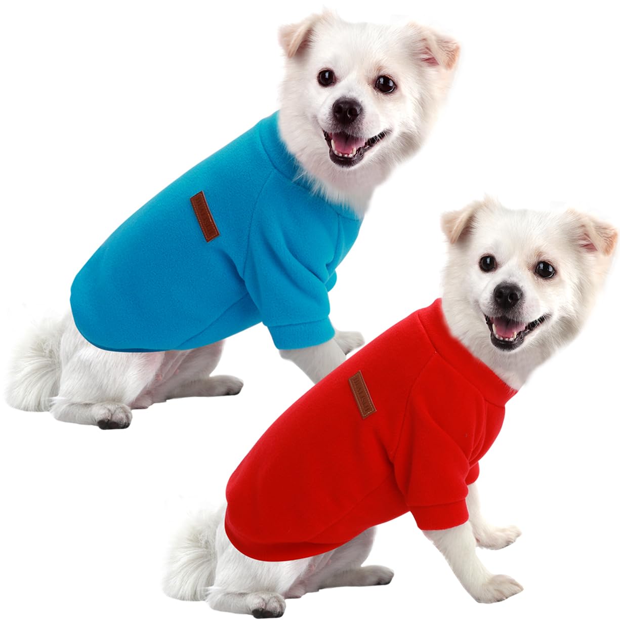 HuaLiSiJi Dog Jumper Dog Hoodie Puppy Fleece Jumper Chihuahua Clothes, Elasticity Softness Comfort and Warmth Easy to Take On and Off, Colour Vibrant (Blue+Red, XS)