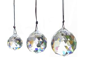 H&D HYALINE & DORA 30/40/50mm Faceted Suncatcher Crystal Ball Chandelier Prisms Ceiling Lamp Lighting Hanging Drop Sun Catcher Pendants 3pcs (Clear-Set)