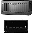 livinbox 45L Stackable Foldable bins for storage, Collapsible Storage Bins w/lids Side-Open Door, Home Office Bedroom Living Room Comic Books, Black, FB-6432S-BK