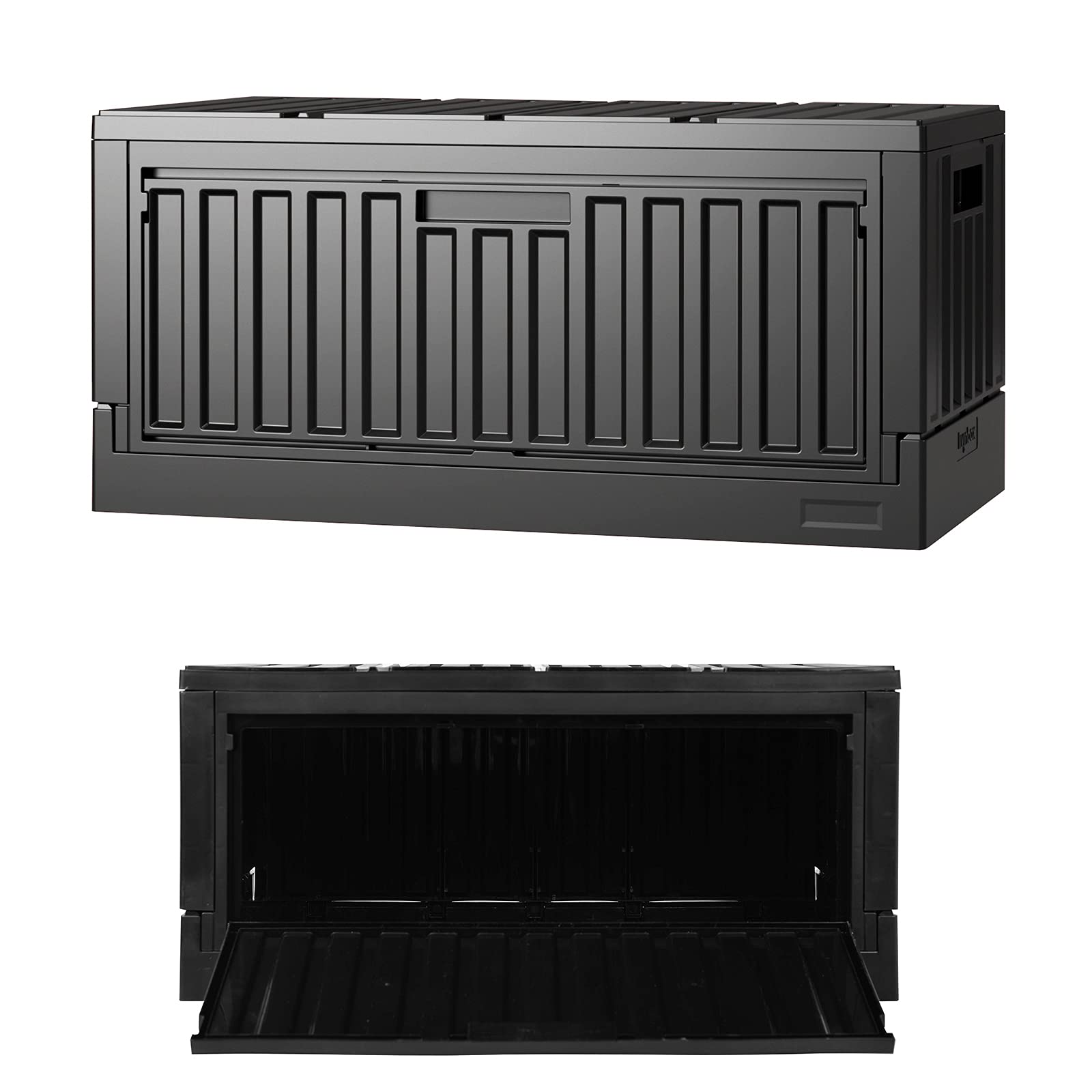 livinbox Collapsible plastic storage box with lid, Foldable Ottoman, Camping table, Comic, Books, Clothes, Bedding, Pet supplier, Living Room 45L, FB-6432S-BK