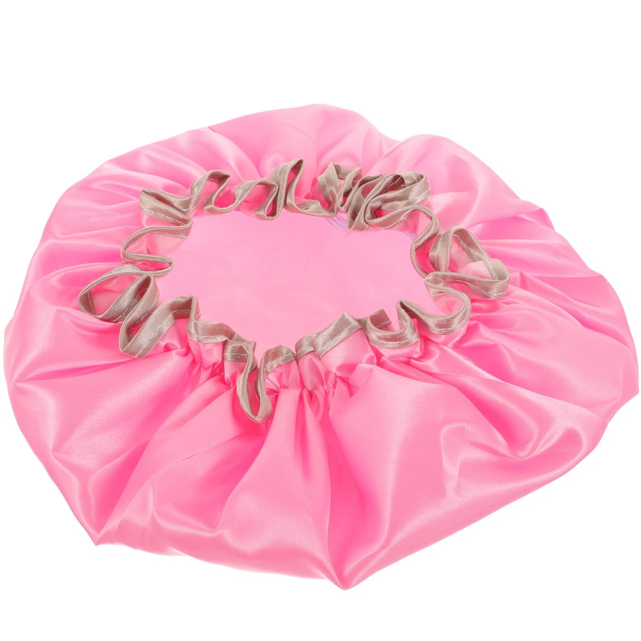 FRCOLOR Pink Reusable Shower Cap for Women Long Hair Double Thickening Waterproof 9.6 Inch Elastic Band Bath Caps for Cooking Spa Salon Sleeping Makeup
