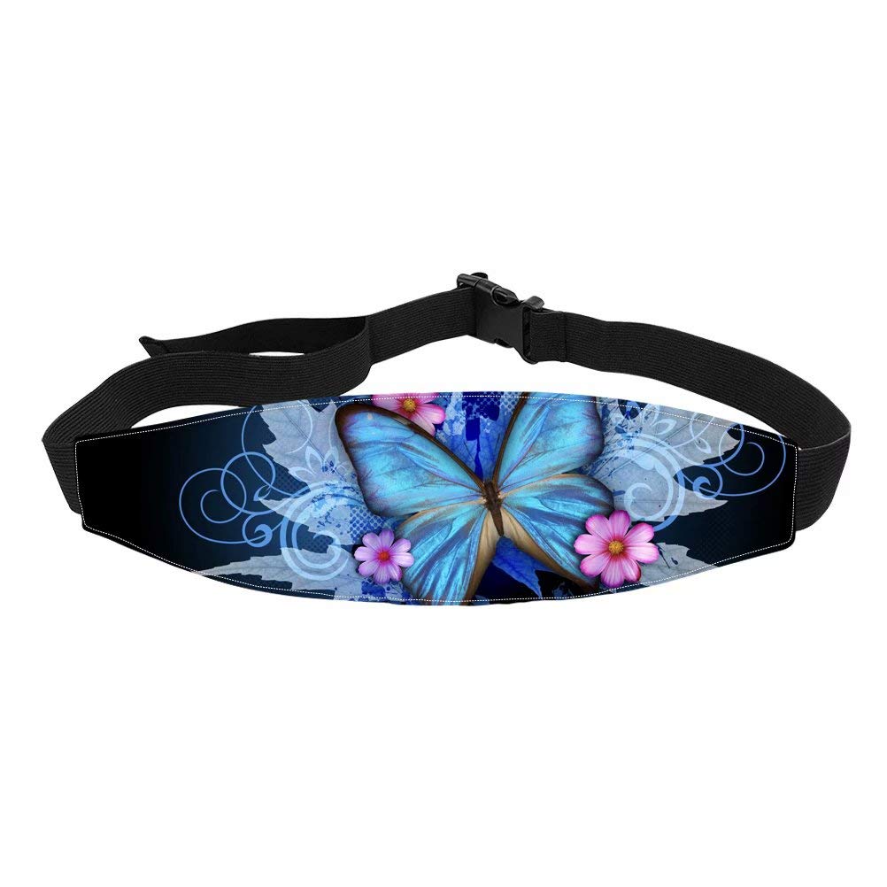 chaqlin Toddler Car Seat Neck Relief and Head Support, Pillow Support Head Band Washable,Blue Butterfly Baby Carseat Head Support Neck Head Support Protection and Safety for Kids-Baby Mom Gift