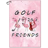 WUUCKOO Golf Friends Printed Pink Golf Towel, Funny Golf Towel for Golf Bag with Clip, Xmas Birthday Gifts for Friends Sister, Golf Gifts for Bestie Golf Lover, Ladies Golf Towel, Women Golf Towel