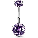 REVOLIA 14G G23 Solid Titanium Belly Button Rings for Women Round CZ Hypoallergenic Belly Rings for Sensitive Skin Belly Rings Barbell Navel Rings Belly Piercing Jewelry 6-16MM