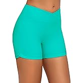 Bonneuitbebe Women's 4" Swim Shorts Cross Waist Bathing Trunks Board Boyshorts Swimsuit with Built-in Briefs