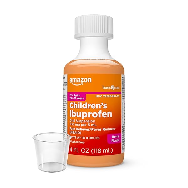 AMAZON BASIC CARE CHILDREN’S IBUPROFEN ORAL SUSPENSION 100 MG, BERRY, 4 FL OZ (PACK OF 1)