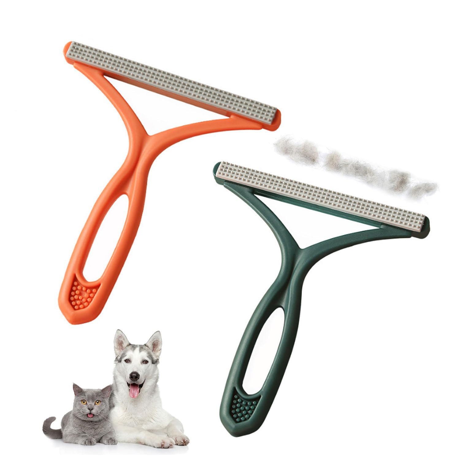 Pet Hair Remover - Reusable for Cats & Dogs on Carpets, Clothes, Furniture, Sofa, Cashmere and Other Fabrics - Lint Remover for Multiple Surfaces (2, Green&Orange)