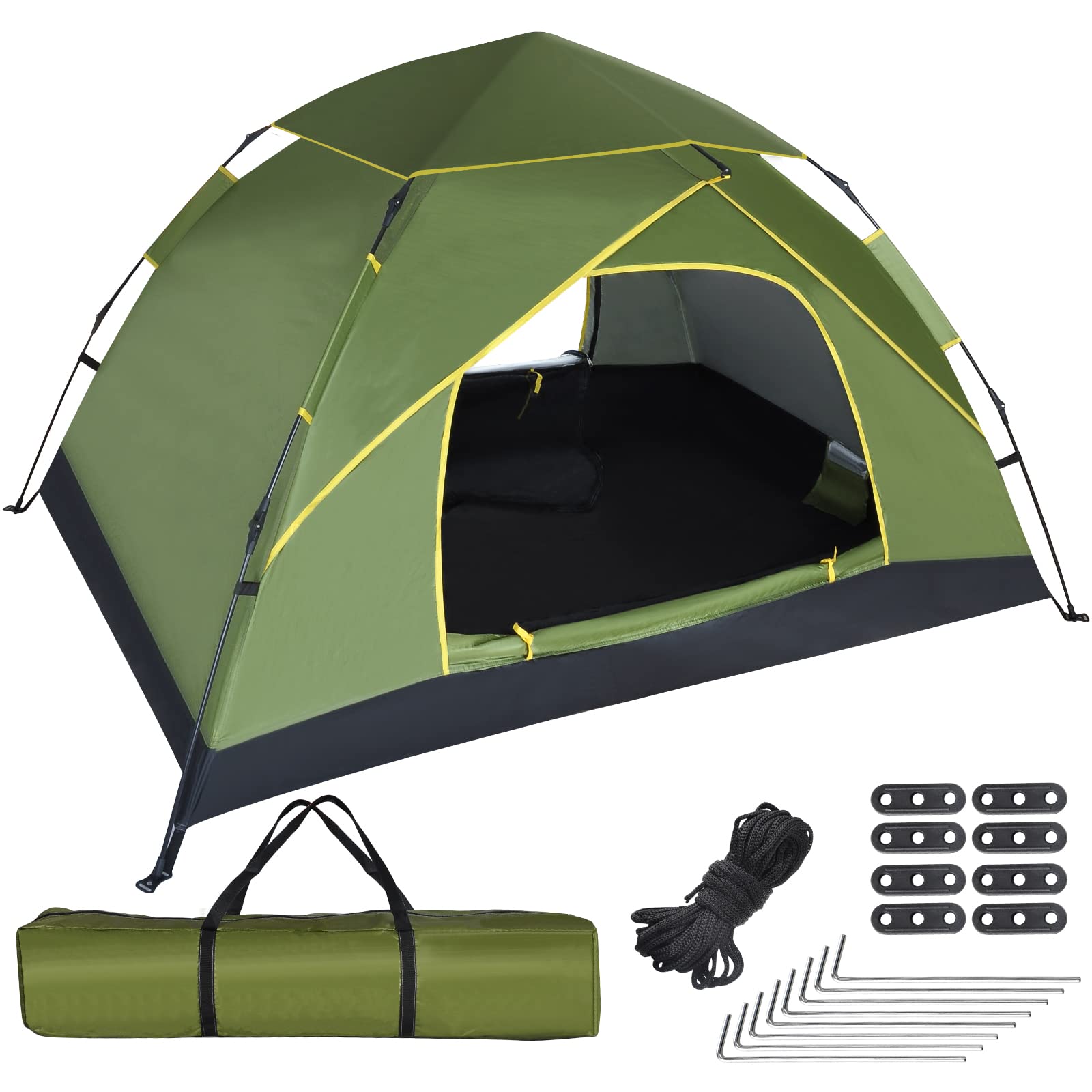 GEEDIAR 3-4 Person Instant Pop Up Tent - Upgraded Waterproof & UV Protection | Automatic Setup | Ideal for Family Camping, Garden Relaxing & Fishing | Includes Carrying Bag