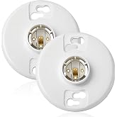 Saysurey 2 Pcs E26 Medium Base Light Socket Replacement | UL Listed Keyless Ceiling Lampholder, 660W 250V Rated, Compatible with LED CFL, Works with Incandescent Bulbs
