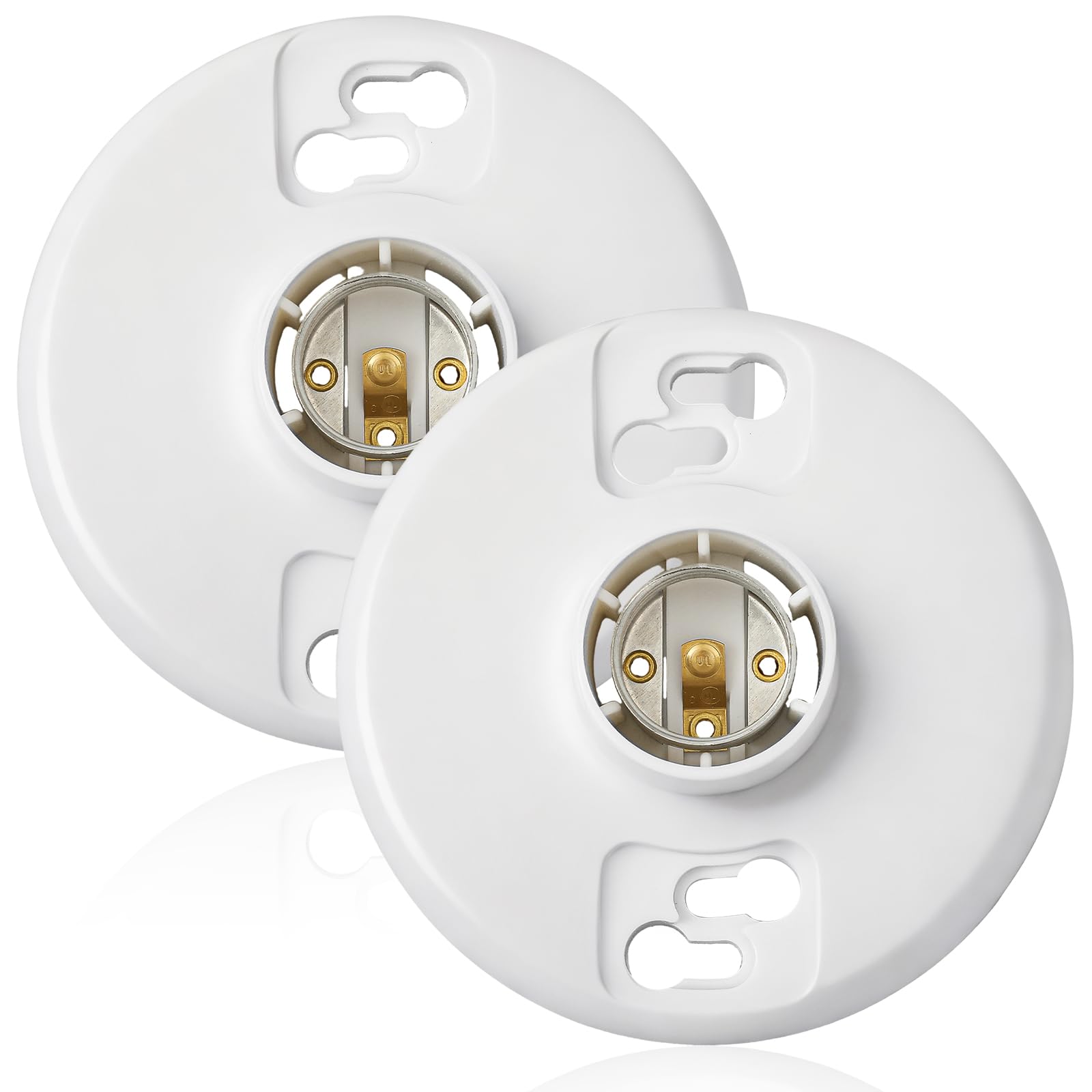 Photo 1 of Saysurey 2 Pcs Medium Base E26 Lampholder Ceiling Light Sockets White Phenolic Bulb Socket Incandescent Fluorescent CFL Lamp Holder 660w 250v (Keyless)