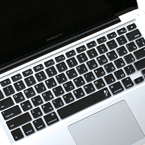 ProElife Russian Language Silicone Keyboard Cover Skin for MacBook Pro 13" 15" 17" (with or w/out Retina Display) MacBook Air 13" and iMac Apple Wireless Keyboard MC184LL/B (Russian, Black)