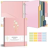 Aesthetic 3 Ring Binder 1 Inch Cute Three Round Rings Binders with Dividers Suitable for 8.5 x 11 Letter Size Paper Loose Leaf Binder with 2 Pockets for School Work