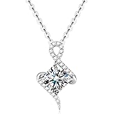 FANCIME 14K Solid White Gold Pendant with Sterling Silver Chain Birthstone Princess Cut Gemstone Fine Jewelry Birthday Mothers Day Gifts for Women Her