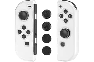 FANPL Protective Case for Nintendo Switch & Switch OLED Joy Con, Transparent Clear Joycon Joystick Cover with 6 Thumb Grip Caps, Soft Jon Con Controller TPU Shell Feel Comfortable, Easy Installation