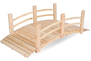 Shine Company 4981N 5 Ft. Cedar Wood Garden Bridge with Side Rails, Natural