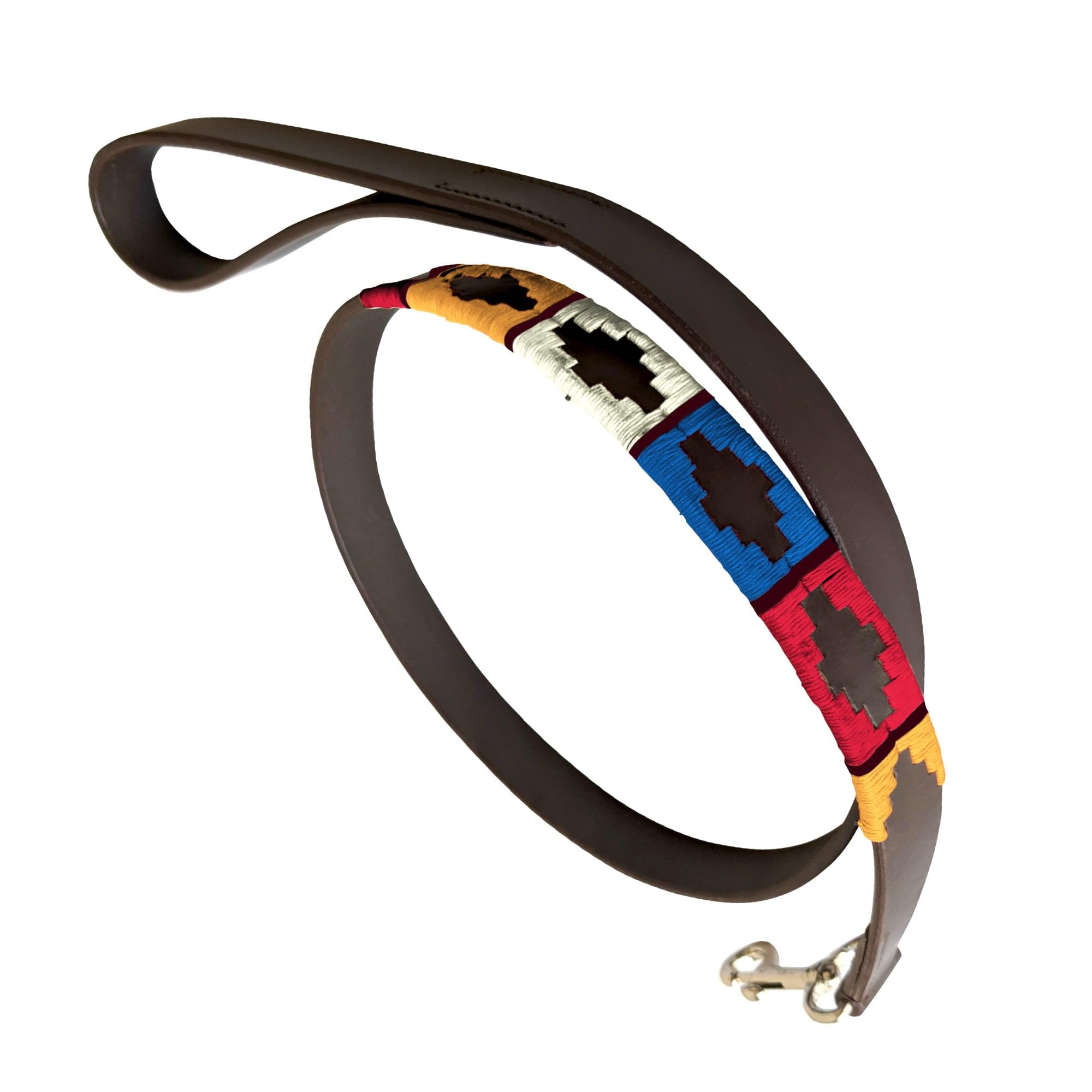 Carlos Diaz Genuine Leather Waxed Embroidered Polo Dog Lead
