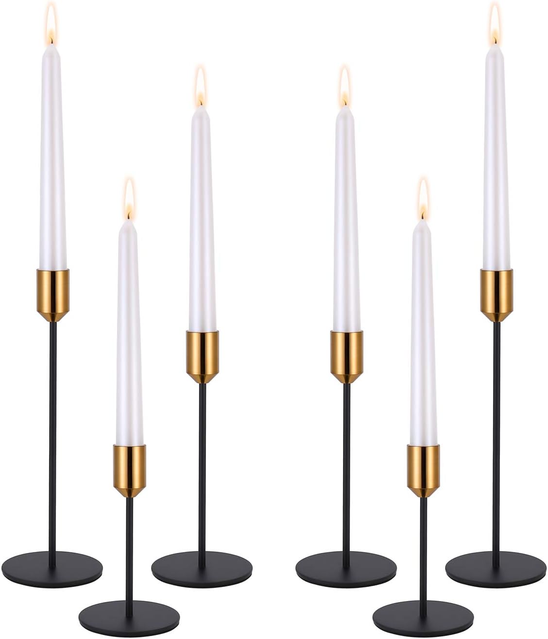 PNAVMG Candle Holders,Set of 6 Candlestick Holders for Taper Candles, Brass Gold Black Modern Decorative Candle Stick Holder for Table, Mantel, Wedding, Dinning, Party(Candles are not Included): Kitchen & Dining