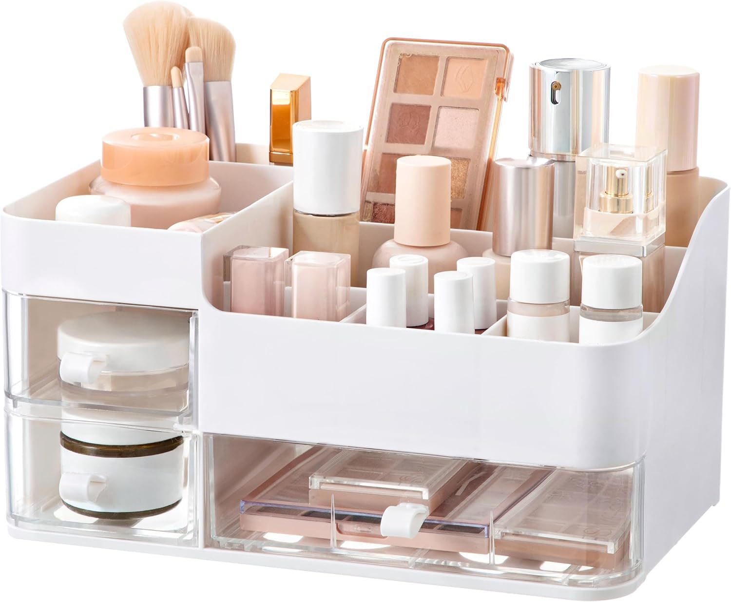 Photo 1 of HBlife Makeup Organizer for Vanity Bathroom Organizer Large Skincare Organizers with 3 Drawers Makeup Organizers and Storage Cosmetic Storage, White