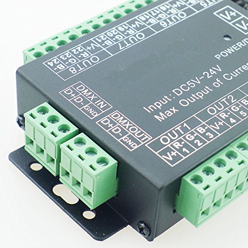 RGBSIGHT High Power 24 Channel 24CH 3A/CH 72A DMX512 Controller LED Decoder Dimmer DMX Signal For DC 5V 12V 24V Project Lighting