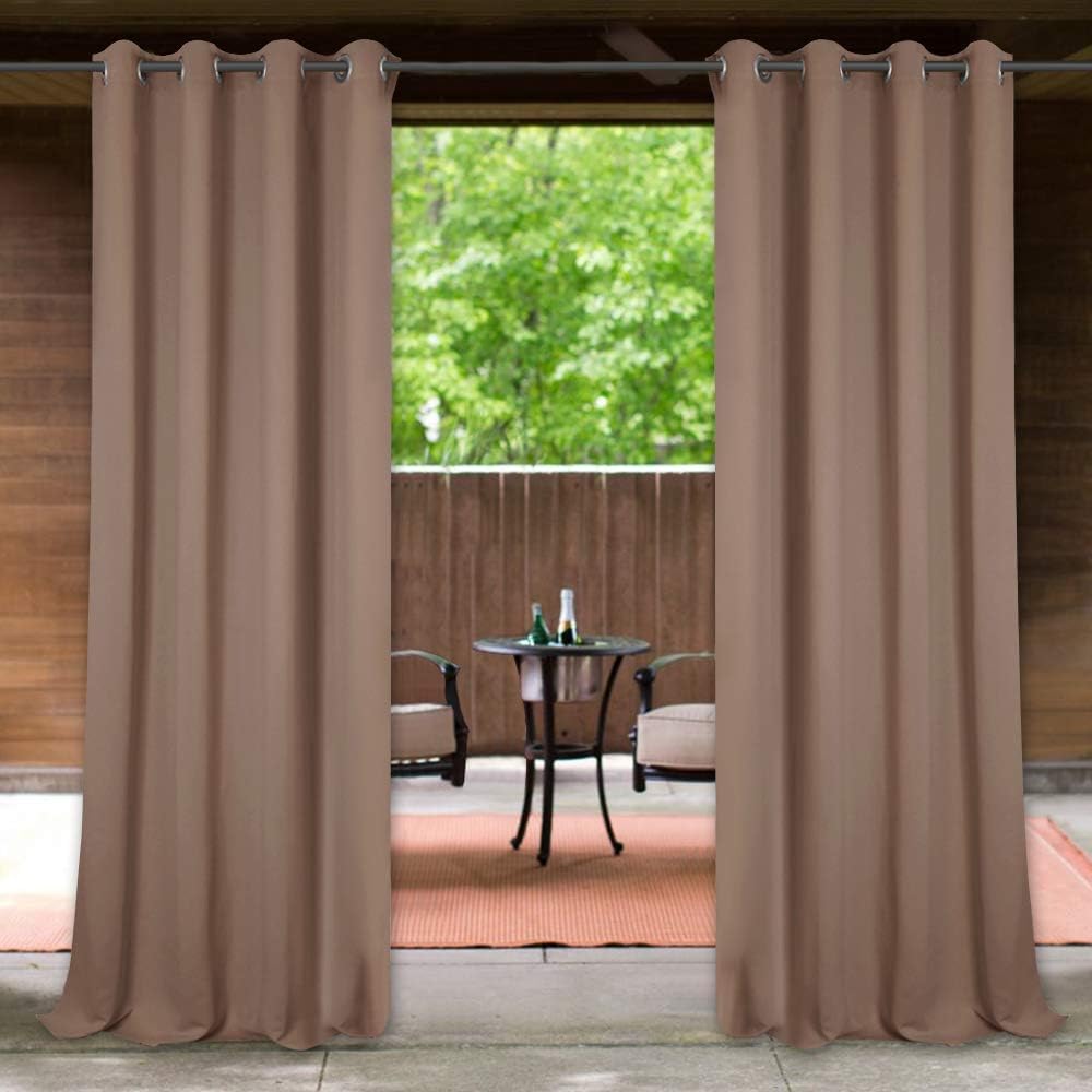 Amazon Com Stangh Outdoor Blackout Curtains For Patio Waterproof Outdoor Curtains Front Porch Block Summer Heat Durable Drapes For Pergola Garden Mocha W52 X L84 Inches 1 Panel Garden Outdoor