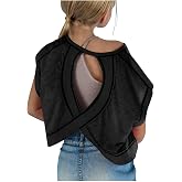 Summer Tops for Kids Girls Motion Fashionable Cute Round Neck Short Sleeve Shirts Sports Casual Backless Tees