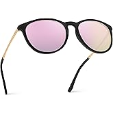 WearMe Pro Round Polarized Sunglasses for Women - UV400 Protection, Lightweight Frame, Vintage Retro Style