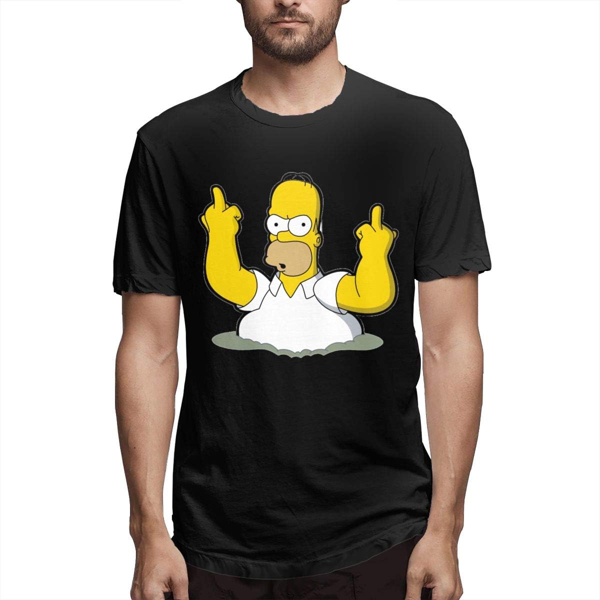 Adult Men's Homer Simpson Middle Finger Comfortable T-Shirt Short Sleeve Outdoor Activities Tees Tops