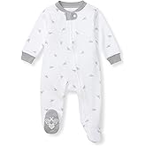 Burt's Bees Baby Boys Sleep and Play PJs, 100% Organic Cotton One-Piece Zip Front Romper Jumpsuit Pajamas