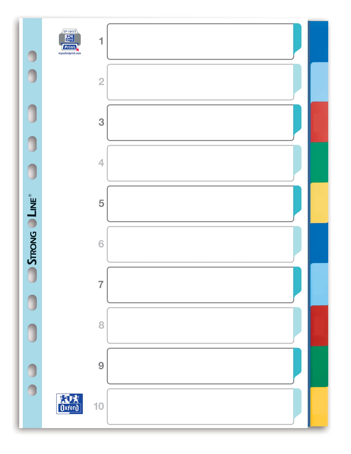 Elba Plastic Register Strong Line Blank, 10 Sheets 10 Register