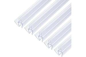uxcell Shower Door Bottom Seal, Shower Door Sweep for 1/4" Thick Glass 78.5" Long (15.7" x 5 Pcs), 5 Section Segmented Frameless Glass Door Seal Strip with Double Drip, Clear