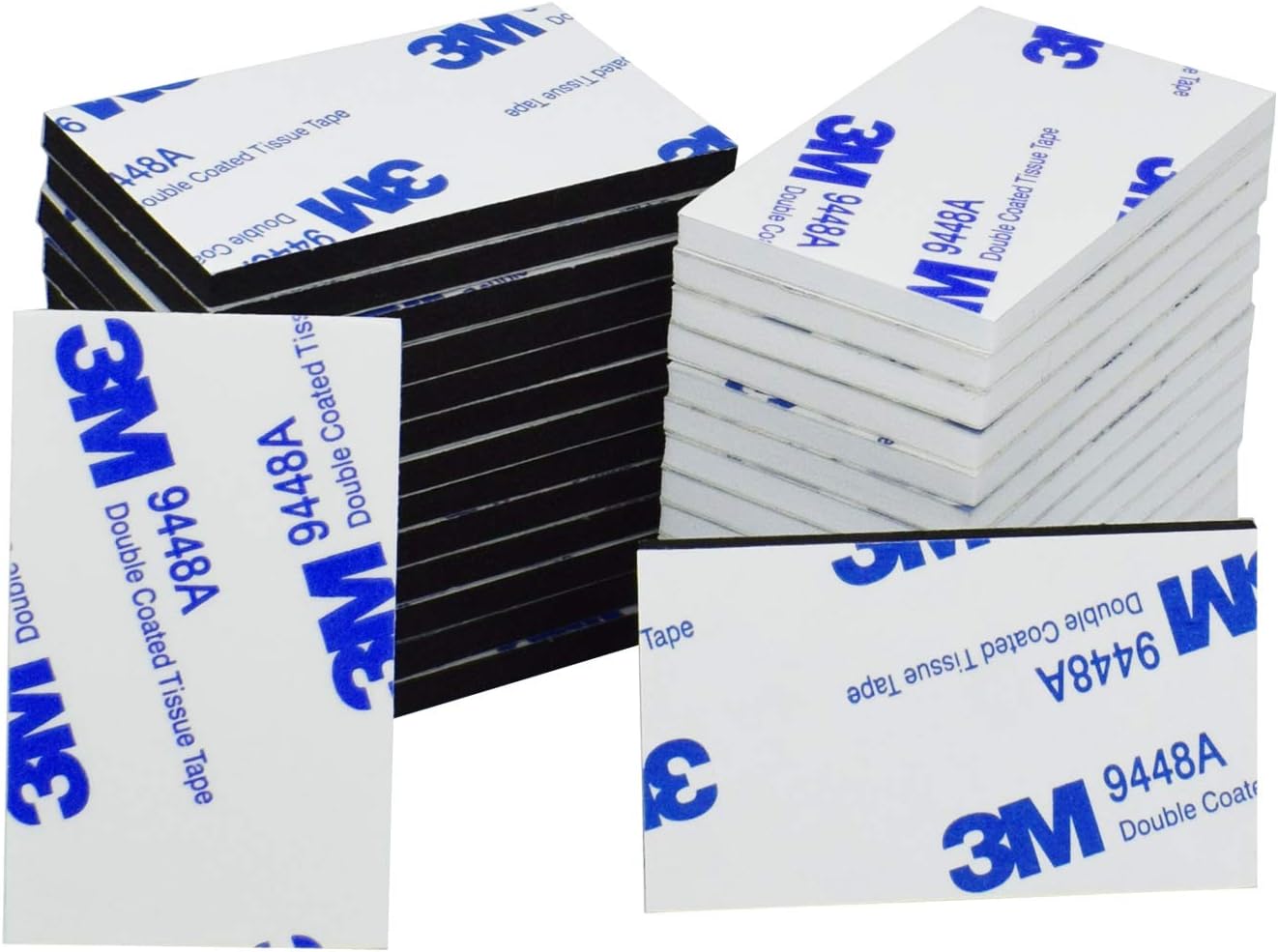 Double Sided Sticky Pads, 40 Pcs Adhesive Foam Pads Mounting Pads Rectangle, White & Black