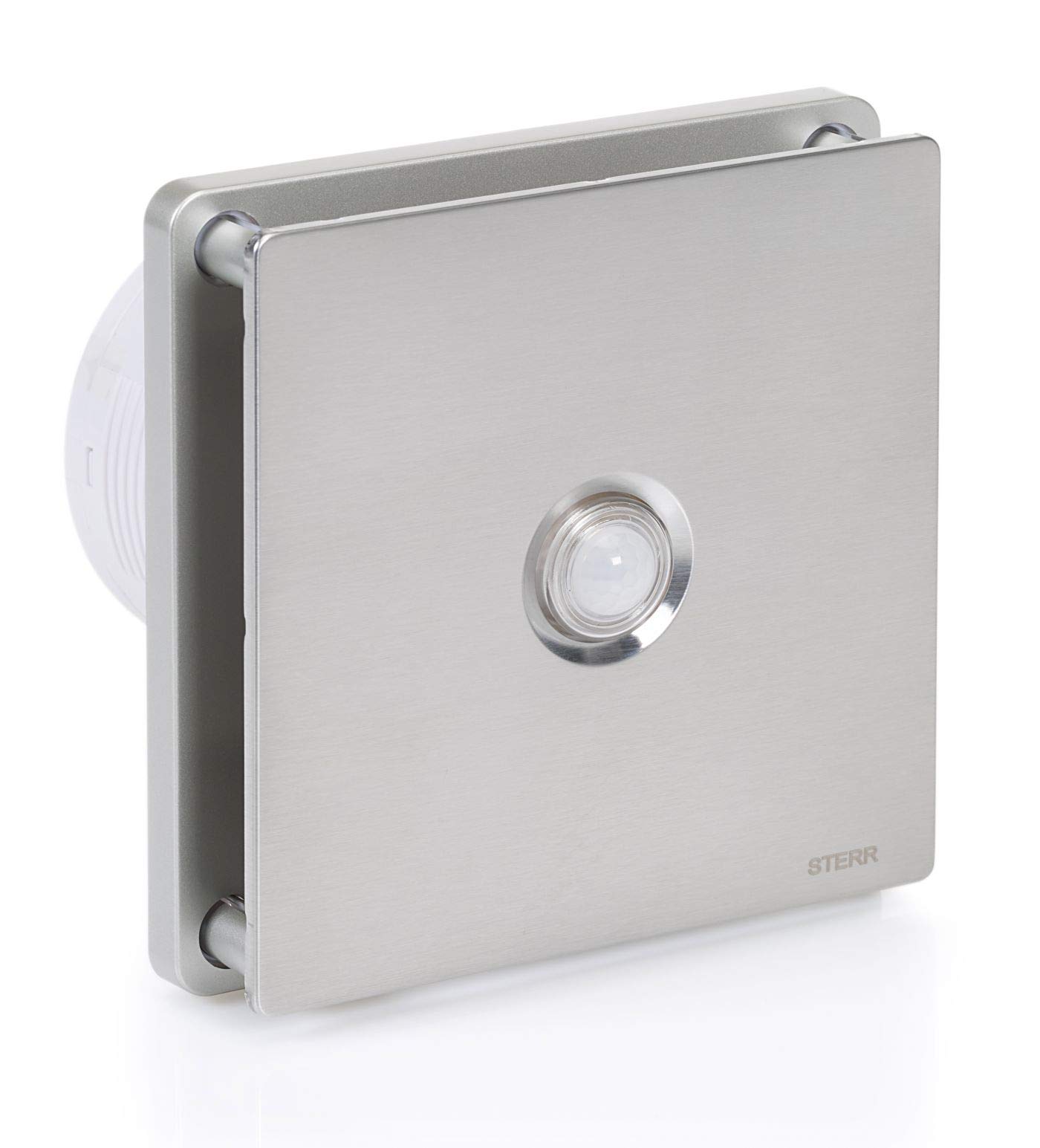 STERR Silver Bathroom Fan 4 inches / 100 mm with PIR - Extractor Fan - Stainless Steel Front - Modern Look - BFS100P-S - 10 W
