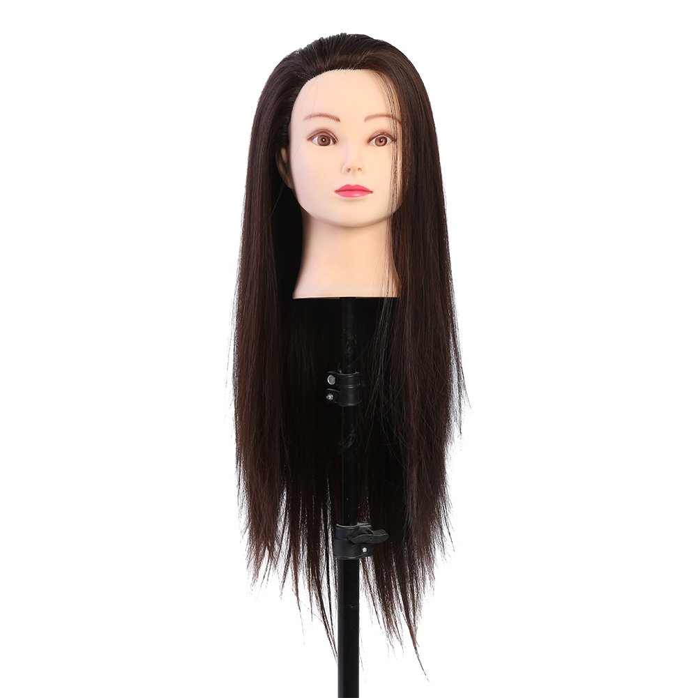 doll head for hair stylingTraining Head Dark Brown, Cosmetology Hairdressing Practice Model, Mannequin Doll Head For Hairdressers Hairstyle Accessories Kit Synthetic Fiber Hair Hairdressing