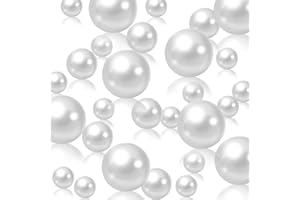 LUERBI White Vase Filler | 150PCS Pearls Bead for Centerpieces Vases | 8/14/20 mm No Hole Beads, Fake Pearls for Wedding Birthday Theme Party Table Centerpieces Decor