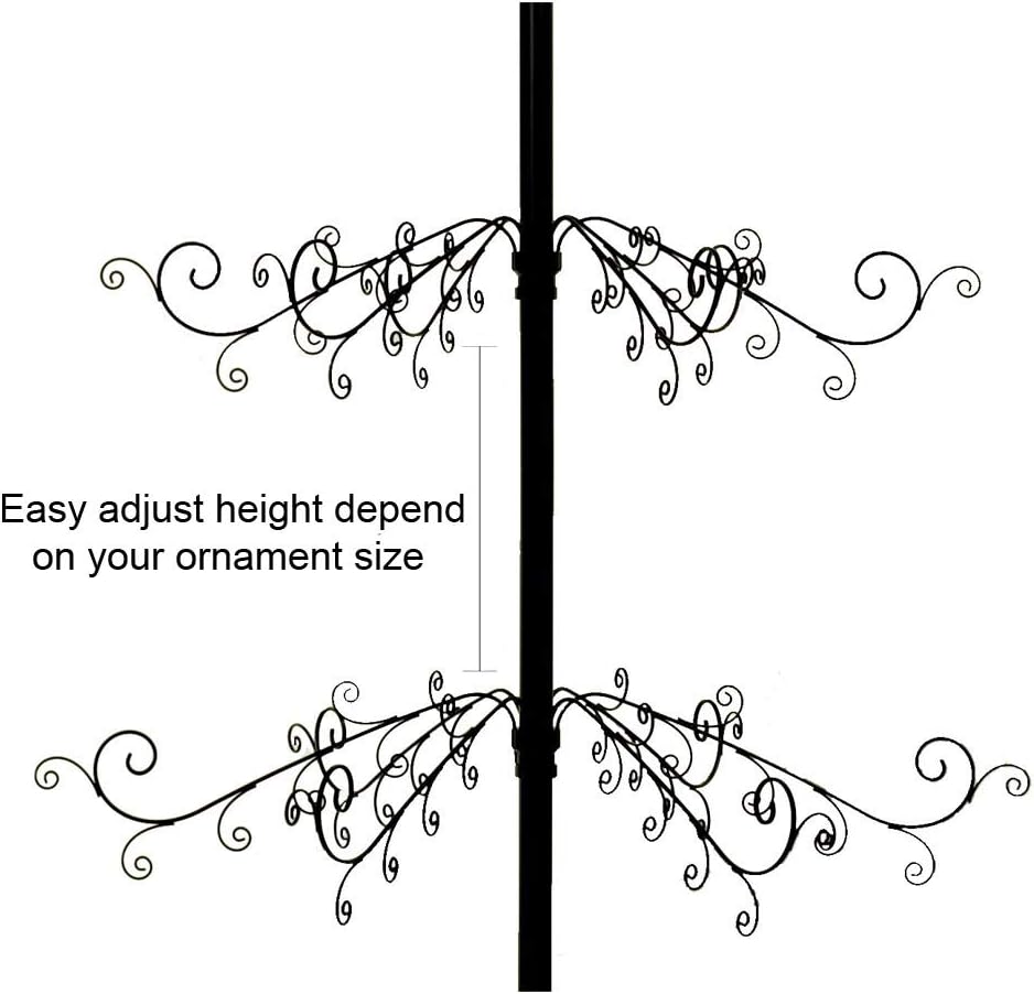 HOHIYA 84 Inch Ornament Display Tree Stand Metal Christmas Tree Alternative with Hanging Hooks for Baubles Wrought Iron Decoration Hanger for Christmas Halloween Reusable Eco Gift Black Made in Taiwan - Image 4
