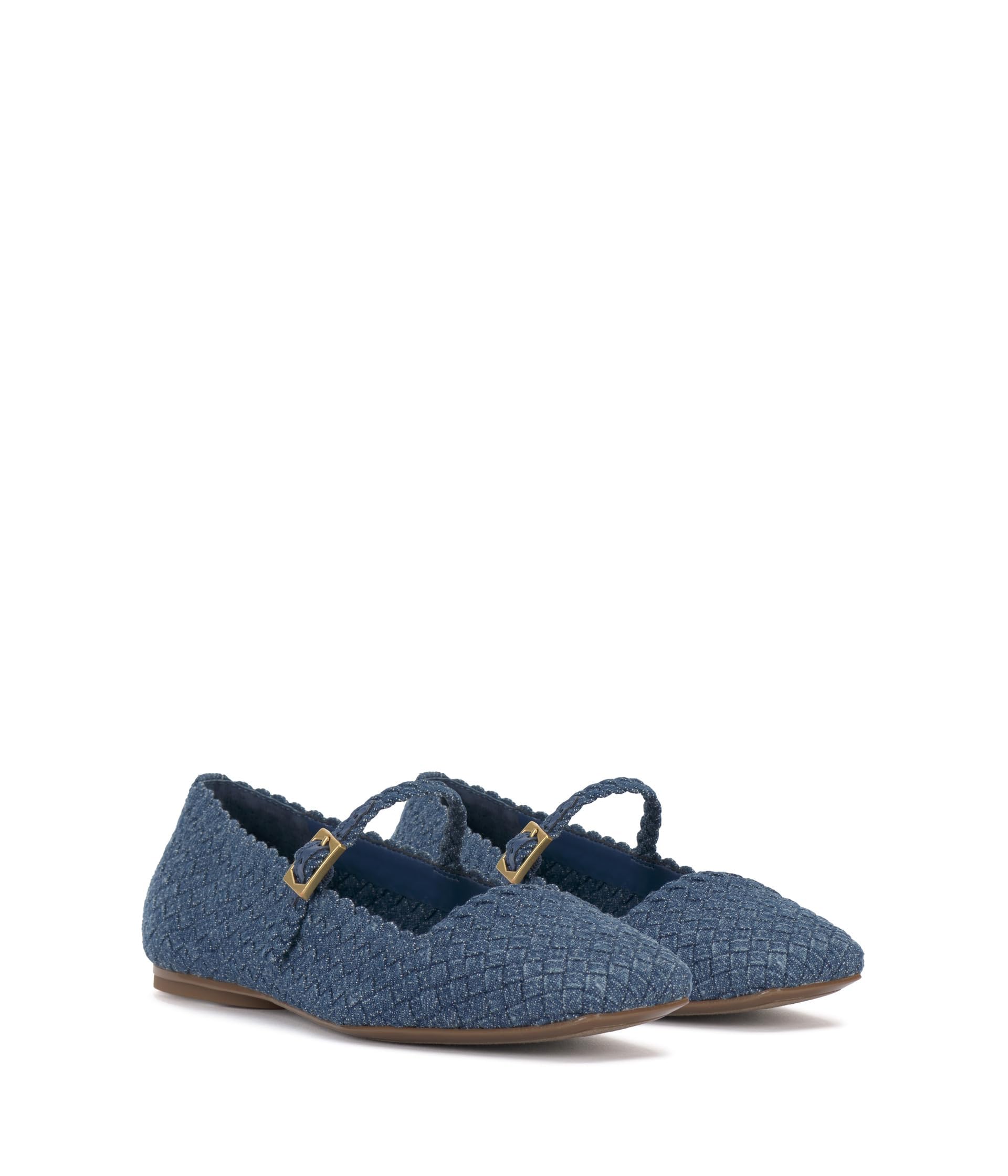 Vince Camuto Women’s Vinley Woven Mary Jane Flat, Element Indigo, 9 M