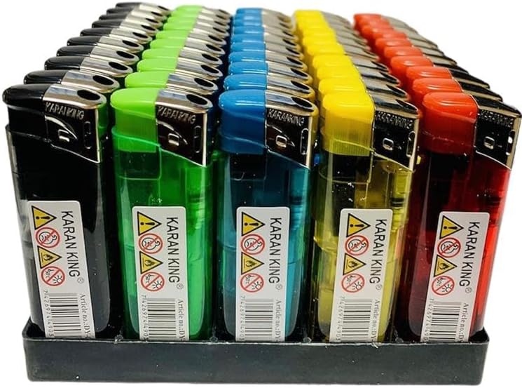 Karan King 50 Count Electronic Lighters Adjustable Flame UK Seller