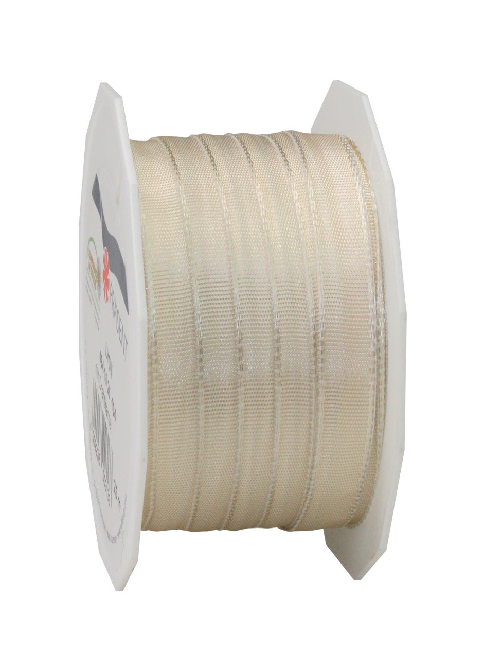 PRÄSENT - Lyon Wired Taffeta Ribbon Champagne 10 mm width, 25 m length — image 1