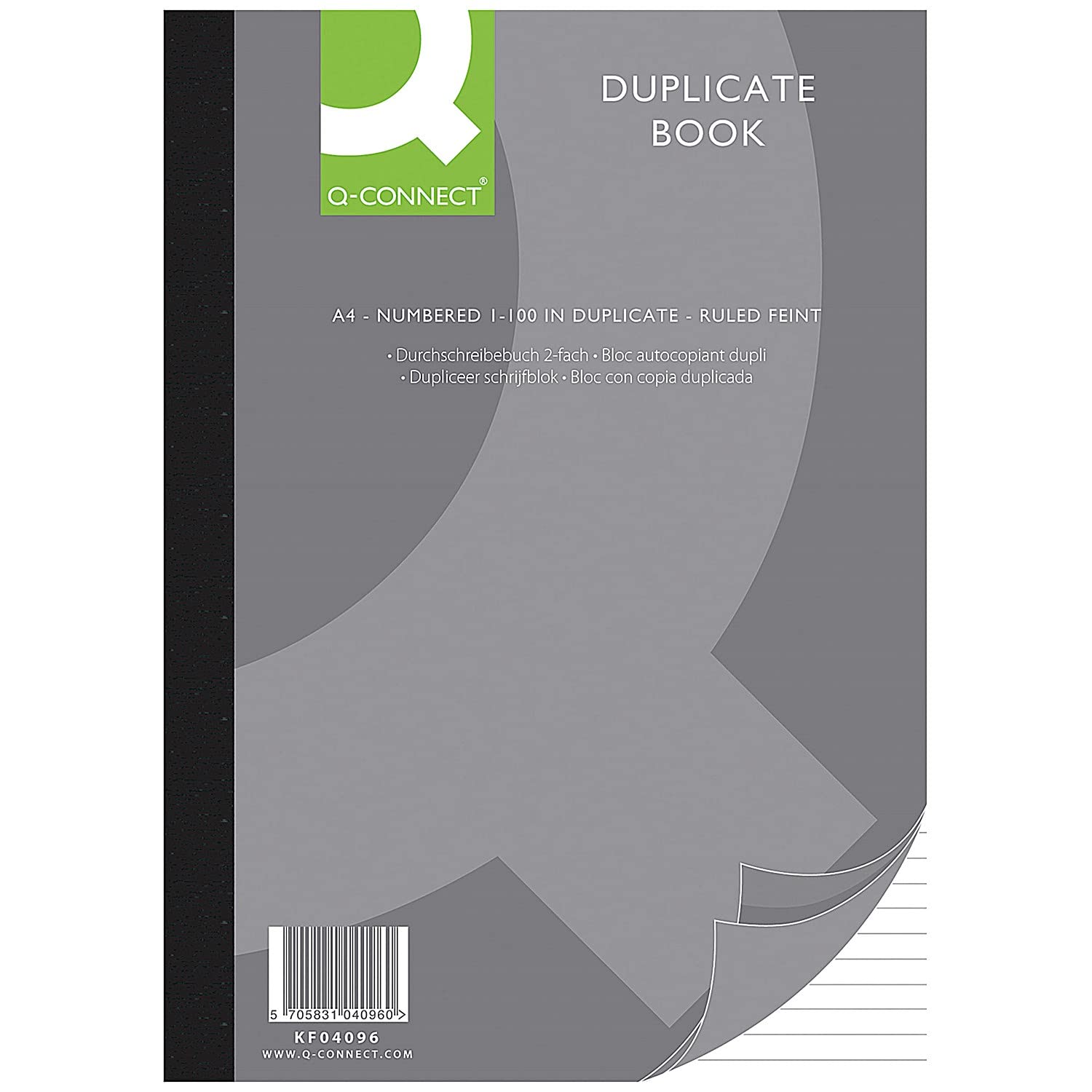 Q-Connect A4 Ruled Feint Duplicate Book, 210 x 297 mm