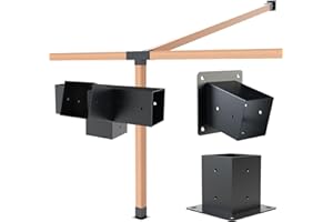 Grehitk Pergola Kit with Brackets, 15°Slanted Roof Pergola Bracket Kit, Roof Wall Mount Extension Bracket Kit 4-Way Brackets for Pergolas,Log Cabin Outdoor Pergola 4"x 4" (Actual 3.5" X 3.5") Lumber