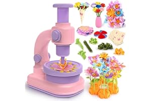 LETAPAPA Fabric Flower Bouquets Toys for Toddlers Girls 3 4 5 6 7 8 Years Old, DIY Arts & Craft Kits for Kids 4-6-8,Rose Flower Market Toy for Girl Xmas Birthday Gifts, Creative Educational Toddlers Activities