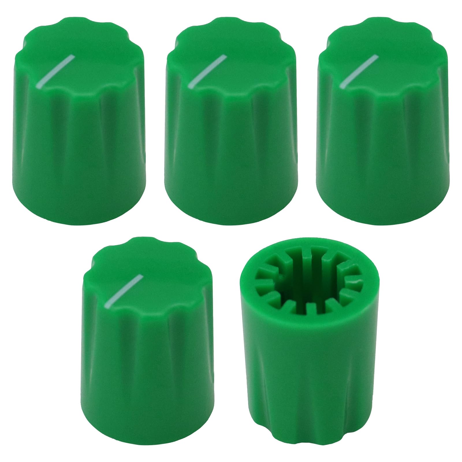 6.4mm Hole Tall Davies Style Instrument/Pedal Control Knob Pack of 5 (Green)