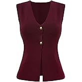 Floerns Women's Casual Sleeveless Sweater Knit Vest V Neck Button Up Knitted Open Front Knitwear