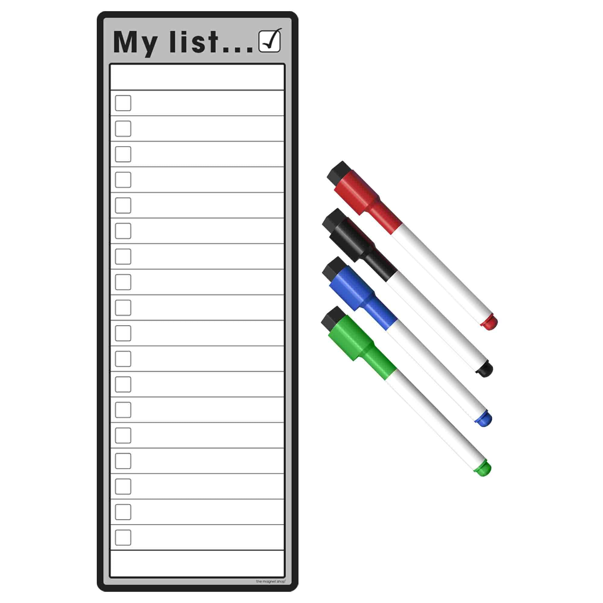 TMS Magnetic to Do List and Weekly Planner Slim A3 | Organise Your Chores, Housework, Office and Business Tasks with Our Dry Wipe Boards | with 4 Magnetic Dry Erase Pens! (Grey, S3)