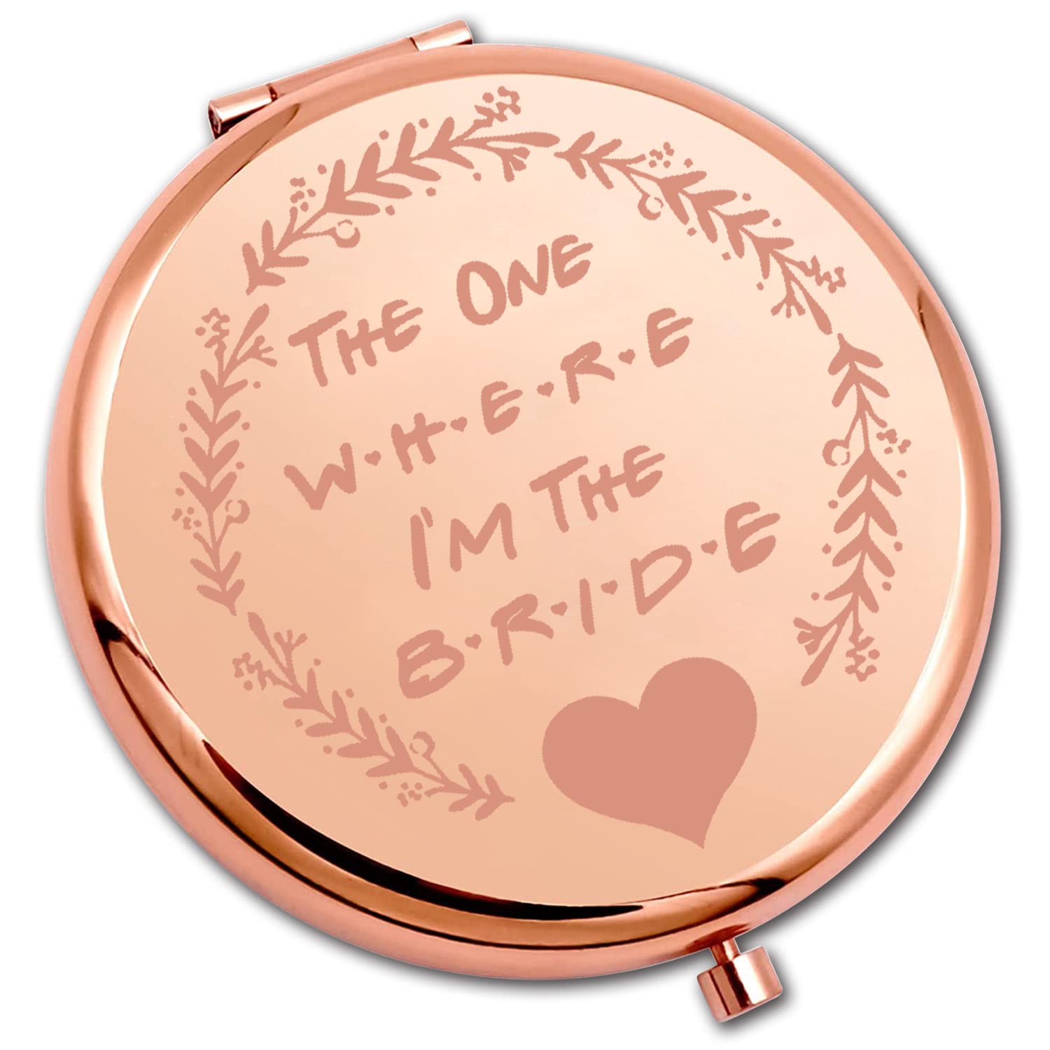 PLITI Bride To Be Compact Mirror Bride Wedding Gift Bridal Shower Gift The One Where I'm The Bride Pocket Mirror For Women (one the bride CMrg U)