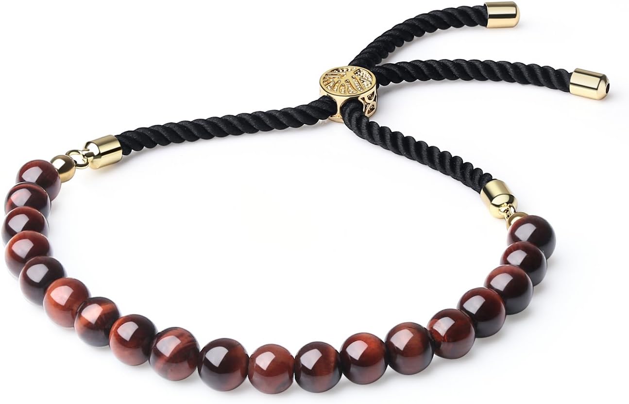 coai Red Tiger Eye Stone Bolo Bracelet for Men Women