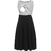 Smallshow Women's Sleeveless Nursing Dresses Patchwork Maternity Breastfeeding Dress