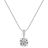 SUNFEEL Sterling Silver Necklaces 2 Carats Cubic Zirconia Necklace Dainty Jewelry Gifts for Mom Wife Girlfriend Bridal for Prom Wedding Anniversary Birthday