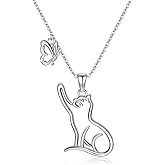 Silikepa Animal Necklace for Women Girls 925 Sterling Silver Cat/Dog/Monkey/Sloth Pendant Necklace Cute Animal Jewelry Gift for Women Girls