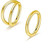 2Pcs Titanium Nose Rings Hoop 20G 18G 16G Double Hoop Nose Ring Diameter 6mm to 10mm Cartilage Helix Daith Rook Earring Hinged Septum Segment Ring Clicker Piercing Silver-Gold-Rose Gold-Black